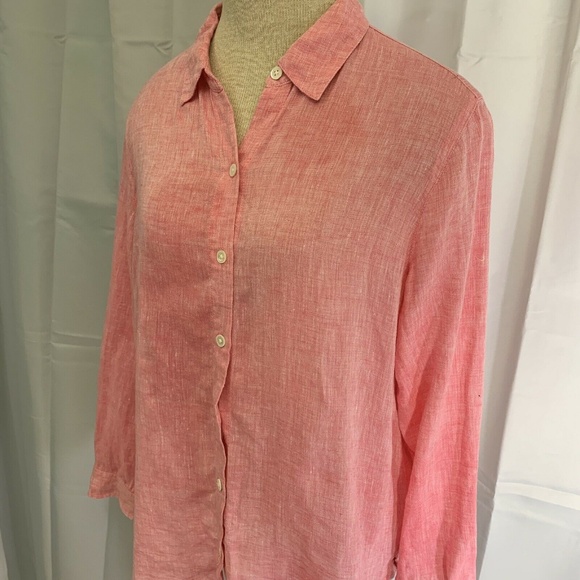 J Jill Love Linen Long Sleeve Button Front Shirt - Picture 3 of 6